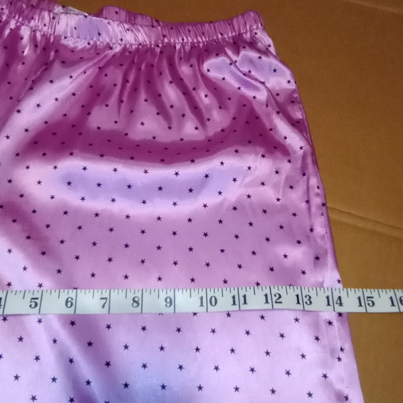 PinkK Satin Feel Black Stars Pink Women's Pijama Pants Size XL - Picture 7 of 10